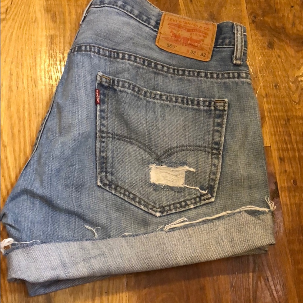 LEVIS 569 Denim Jeans Cutoff Shorts Distressed